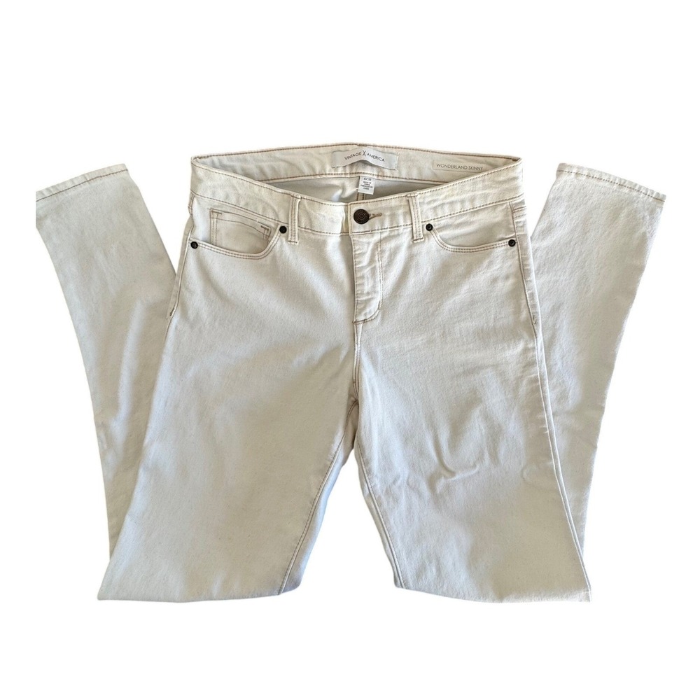 Vintage America Wonderland Skinny Jeans Cream Off White Size 6/28 Regular